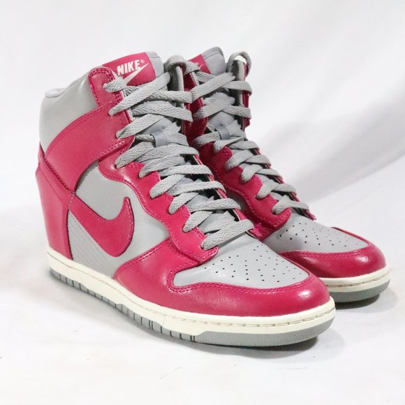 NIKE Dunk Sky Hi Med Grey /Sport Fuchsia-Sail Hidden Wedge Sneakers Sz 10 US - Picture 4 of 15